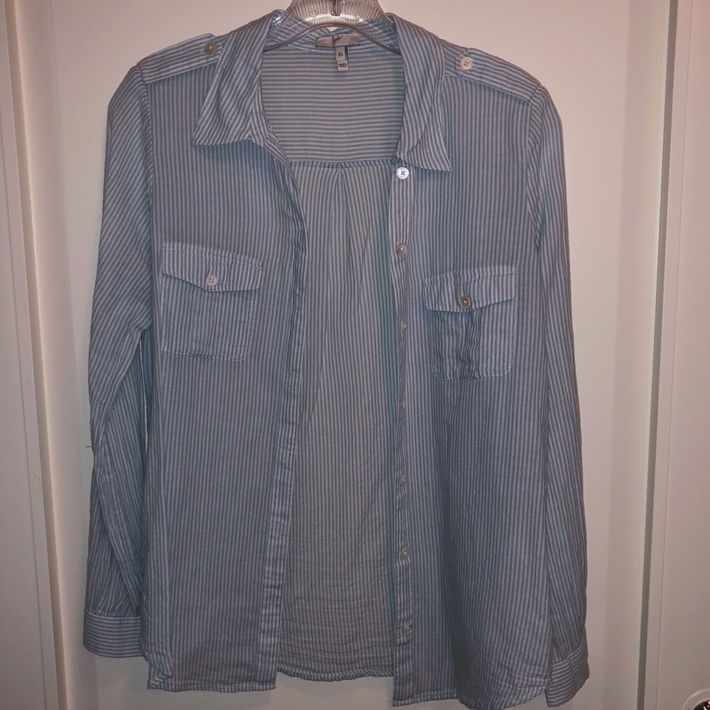 Joie - Blue and White Striped Button Down